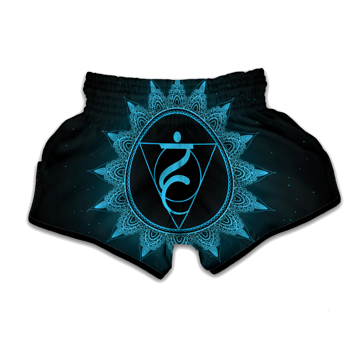 Vishuddha Chakra Symbol Print Muay Thai Boxing Shorts