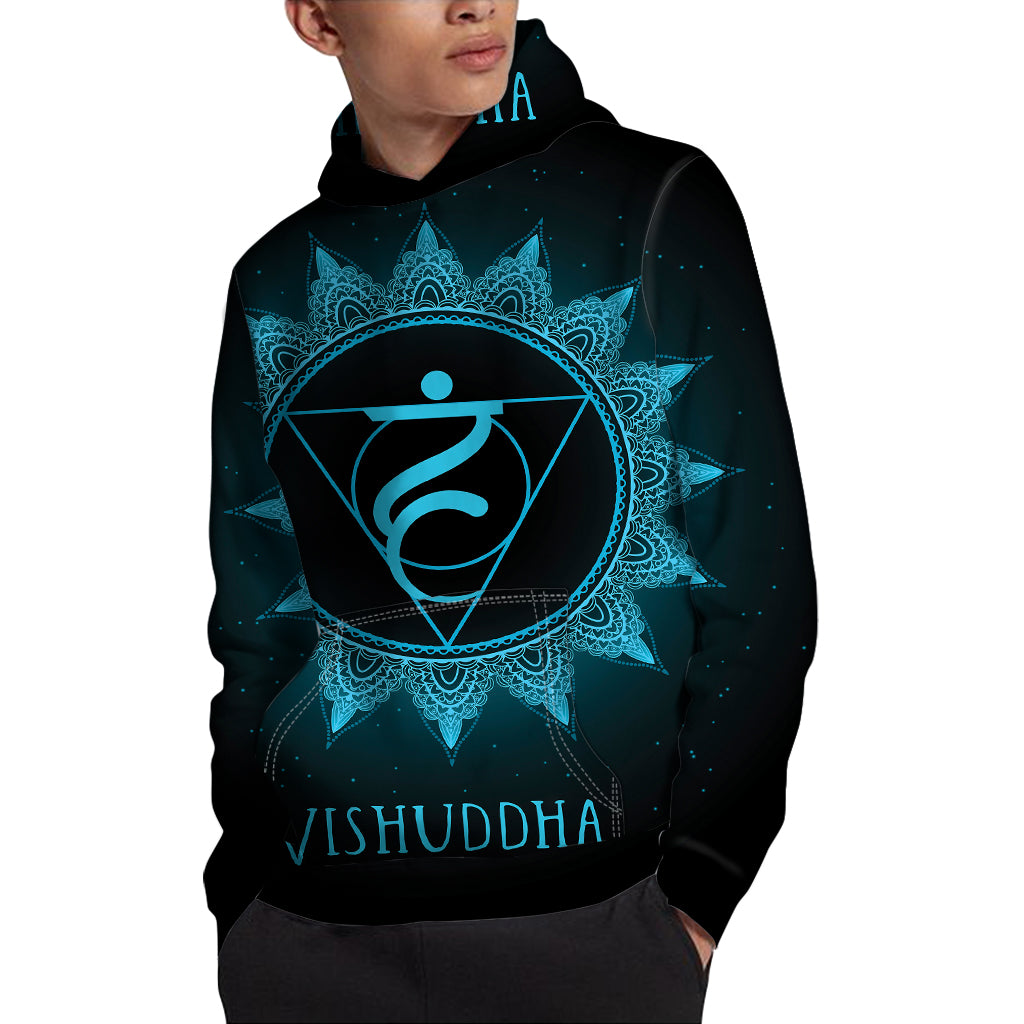 Vishuddha Chakra Symbol Print Pullover Hoodie