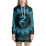 Vishuddha Chakra Symbol Print Pullover Hoodie Dress