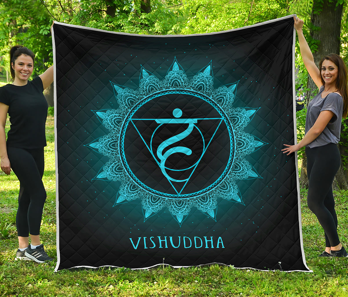 Vishuddha Chakra Symbol Print Quilt