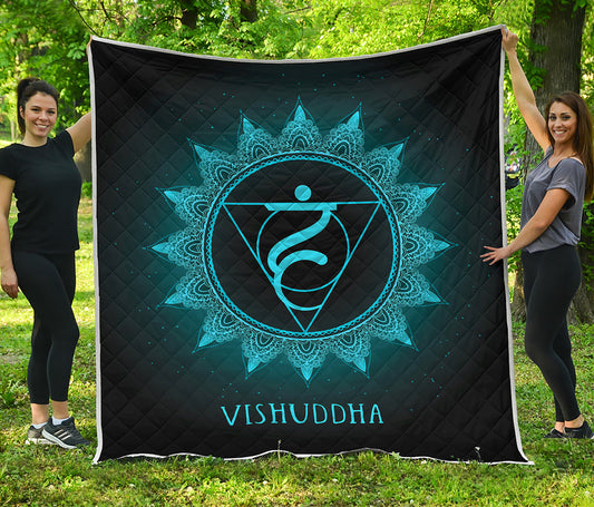 Vishuddha Chakra Symbol Print Quilt