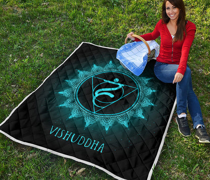 Vishuddha Chakra Symbol Print Quilt