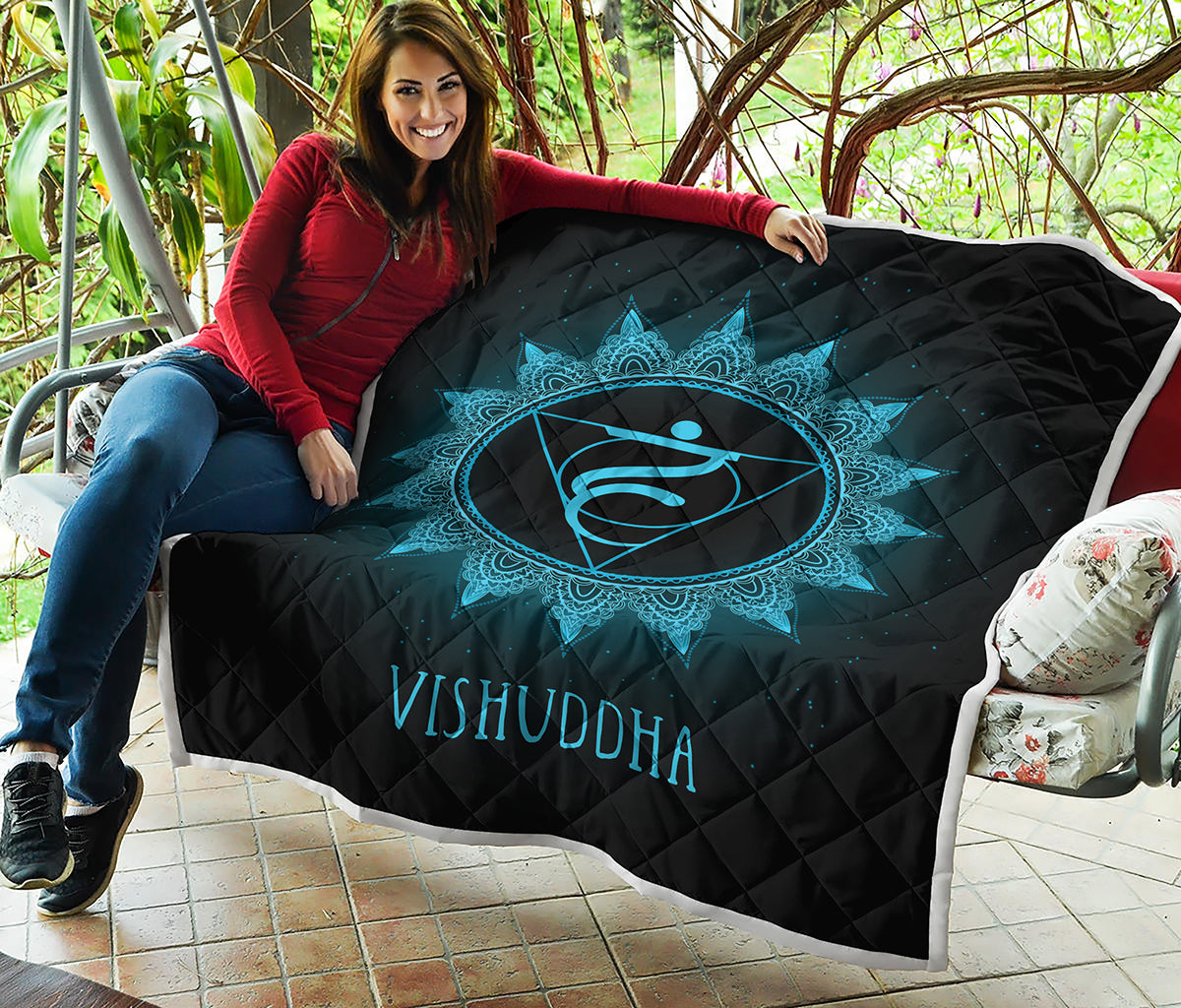 Vishuddha Chakra Symbol Print Quilt