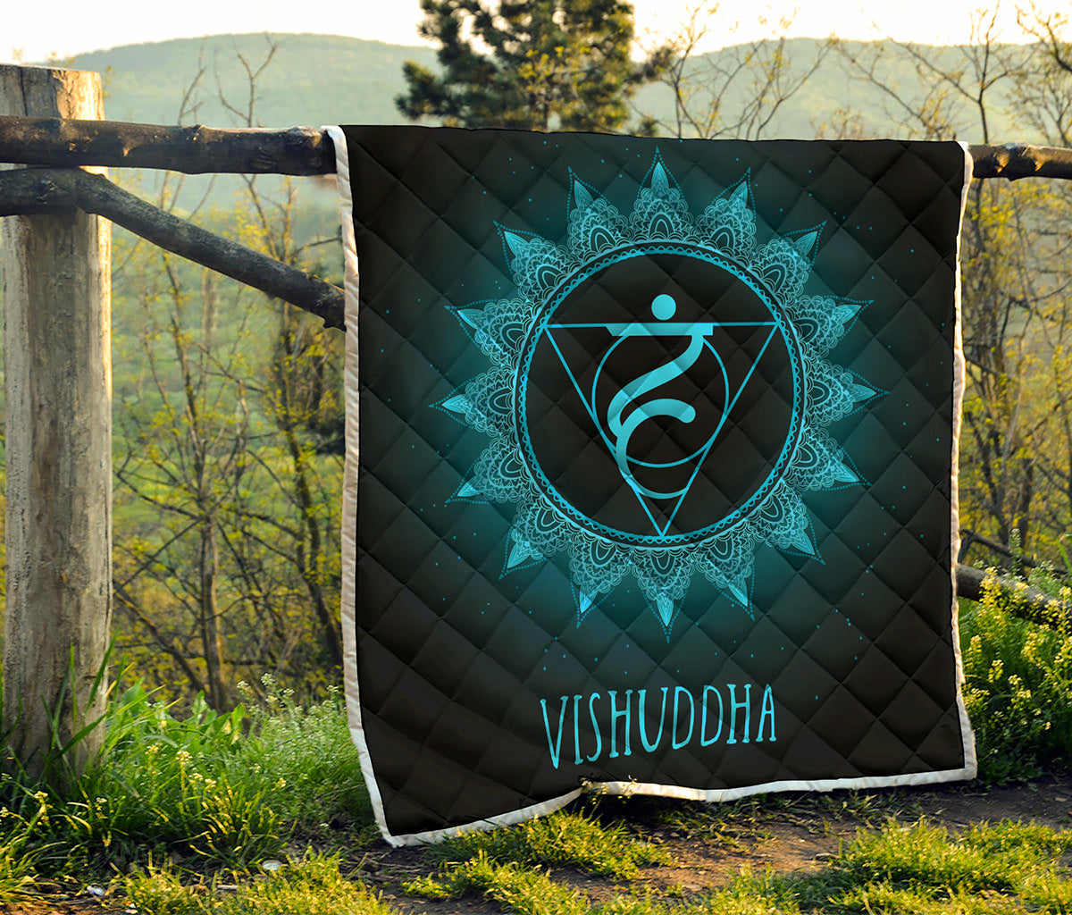 Vishuddha Chakra Symbol Print Quilt