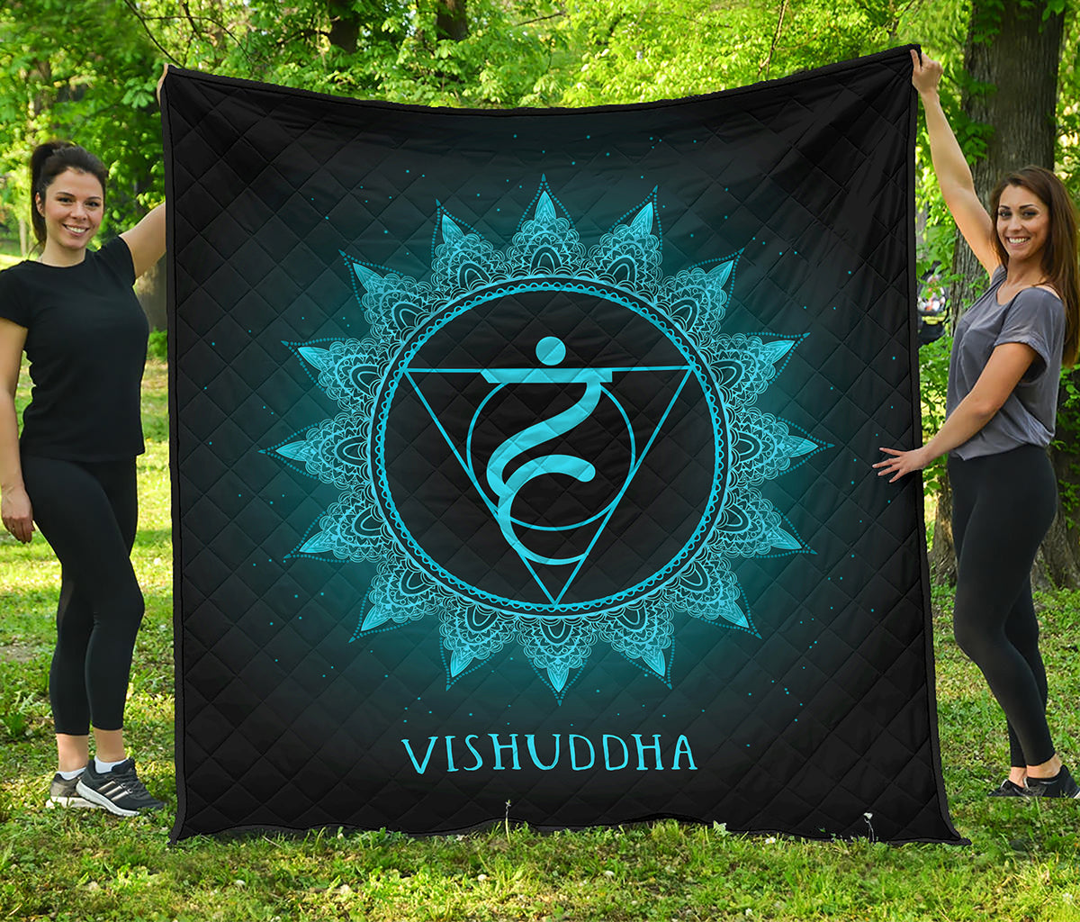 Vishuddha Chakra Symbol Print Quilt
