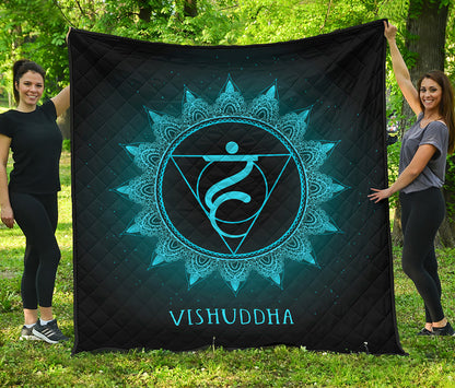 Vishuddha Chakra Symbol Print Quilt