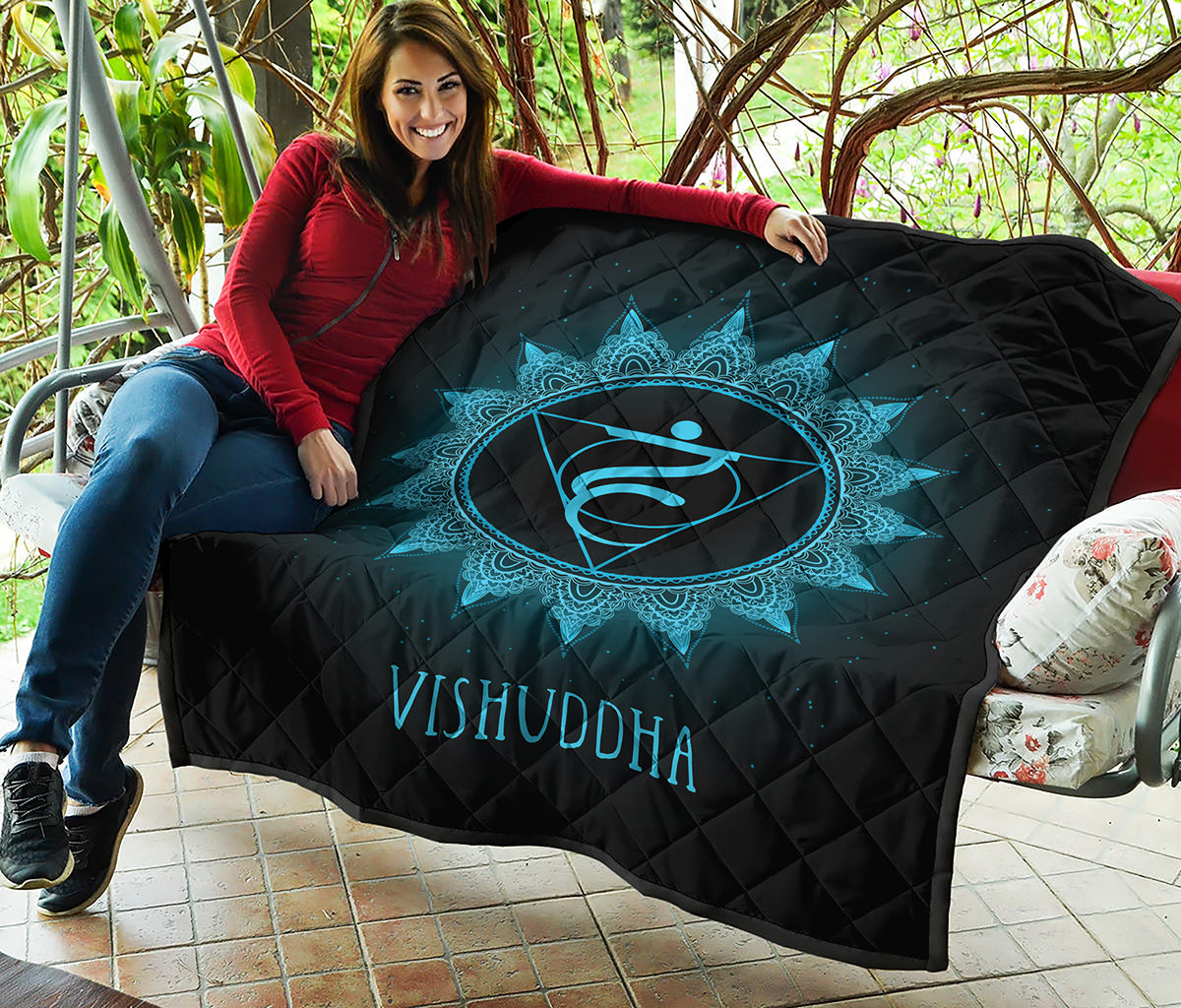 Vishuddha Chakra Symbol Print Quilt