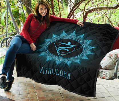 Vishuddha Chakra Symbol Print Quilt