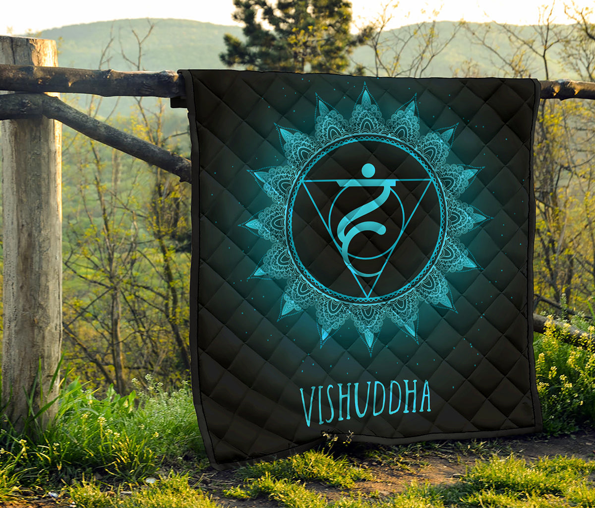 Vishuddha Chakra Symbol Print Quilt