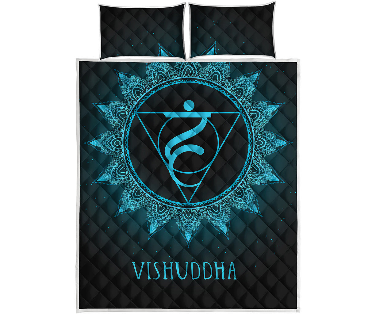 Vishuddha Chakra Symbol Print Quilt Bed Set