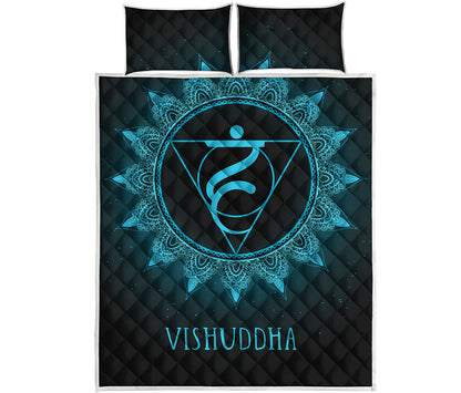Vishuddha Chakra Symbol Print Quilt Bed Set