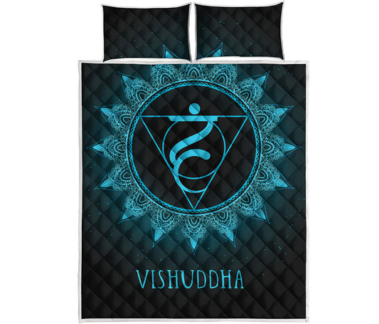 Vishuddha Chakra Symbol Print Quilt Bed Set