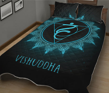 Vishuddha Chakra Symbol Print Quilt Bed Set