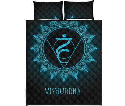 Vishuddha Chakra Symbol Print Quilt Bed Set