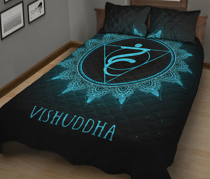 Vishuddha Chakra Symbol Print Quilt Bed Set