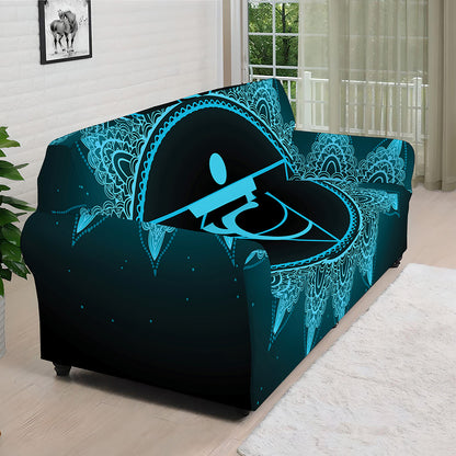 Vishuddha Chakra Symbol Print Sofa Cover