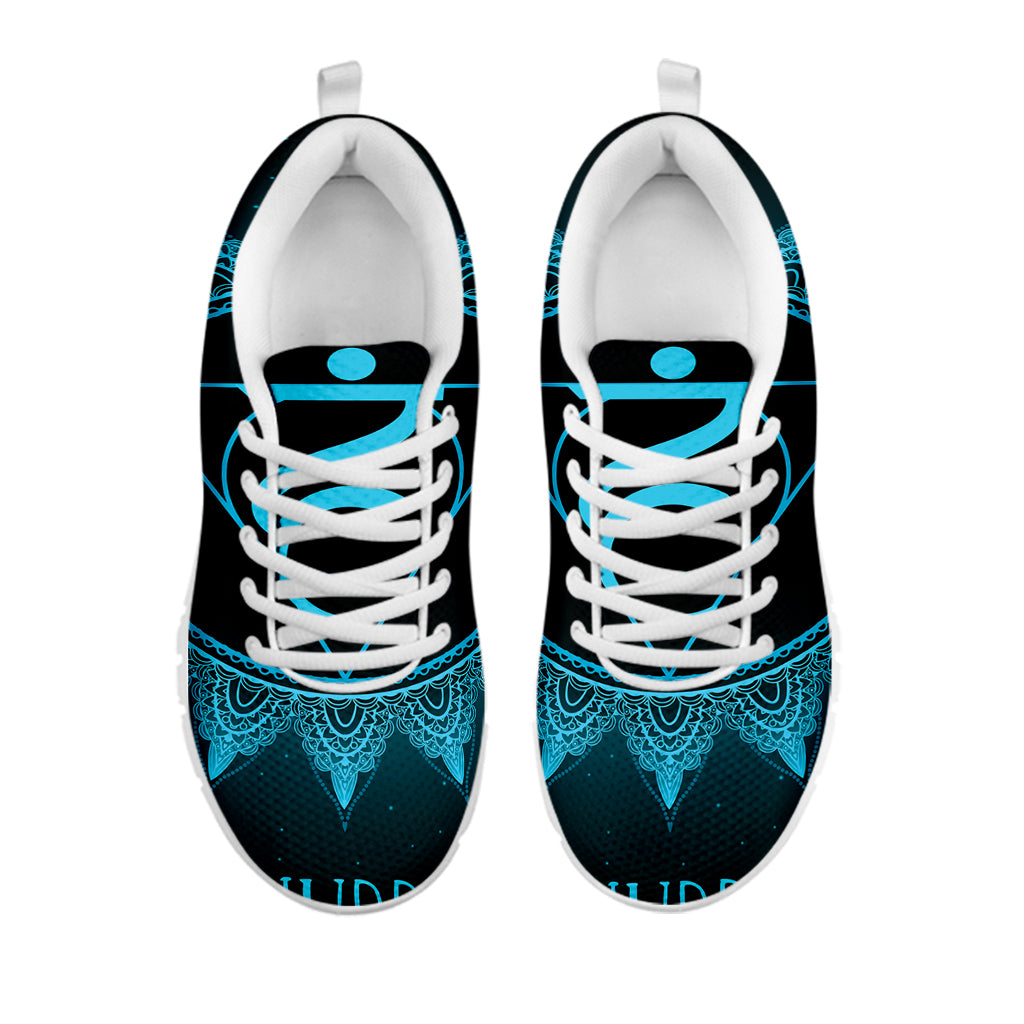 Vishuddha Chakra Symbol Print White Sneakers