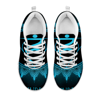 Vishuddha Chakra Symbol Print White Sneakers