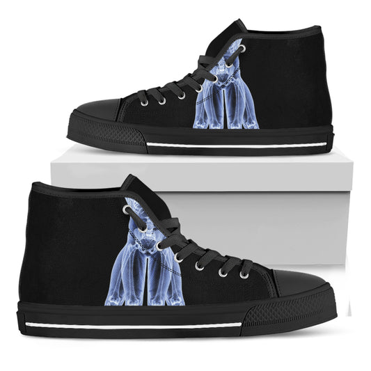 Vitruvian Man X-Ray Print Black High Top Shoes