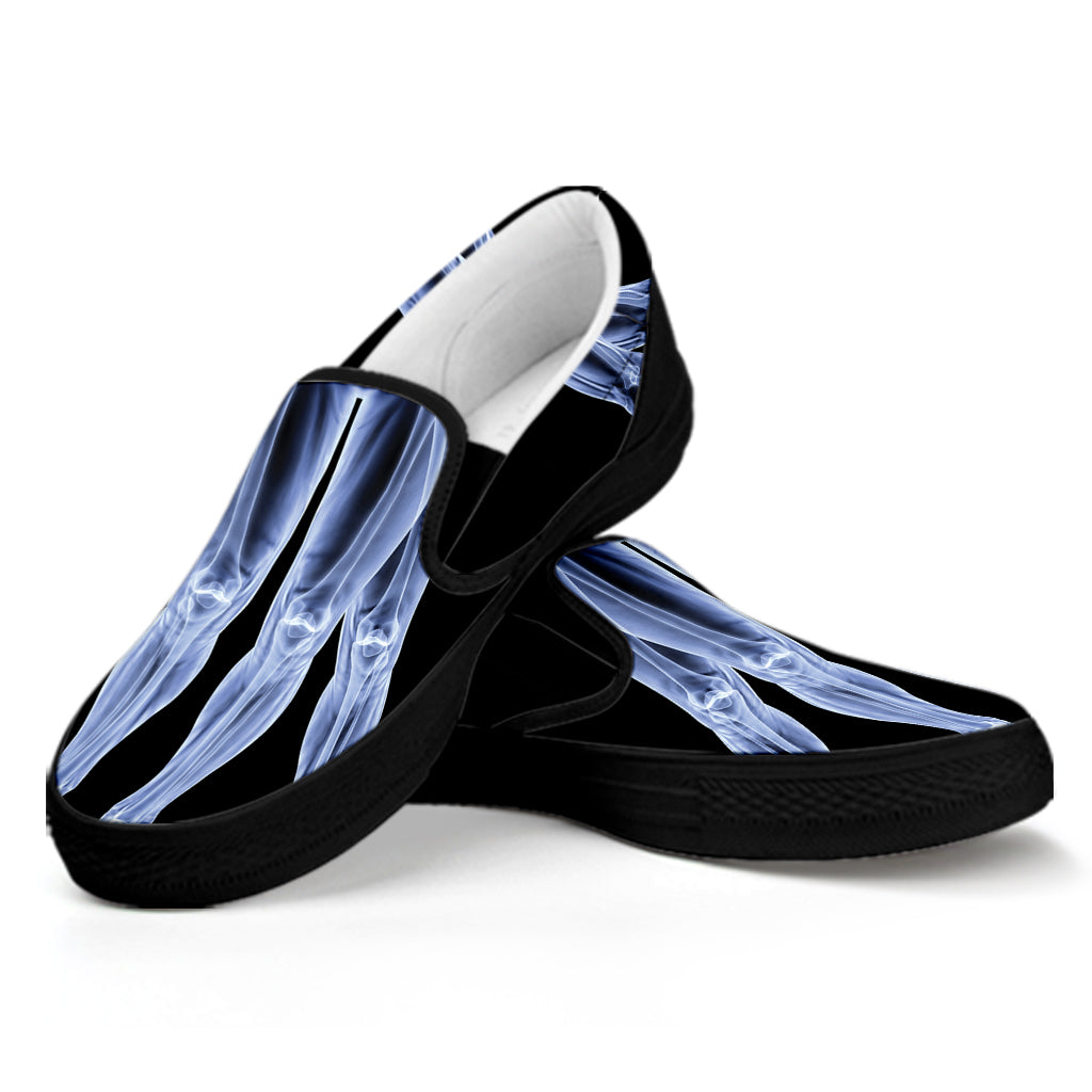 Vitruvian Man X-Ray Print Black Slip On Shoes