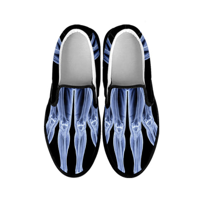 Vitruvian Man X-Ray Print Black Slip On Shoes