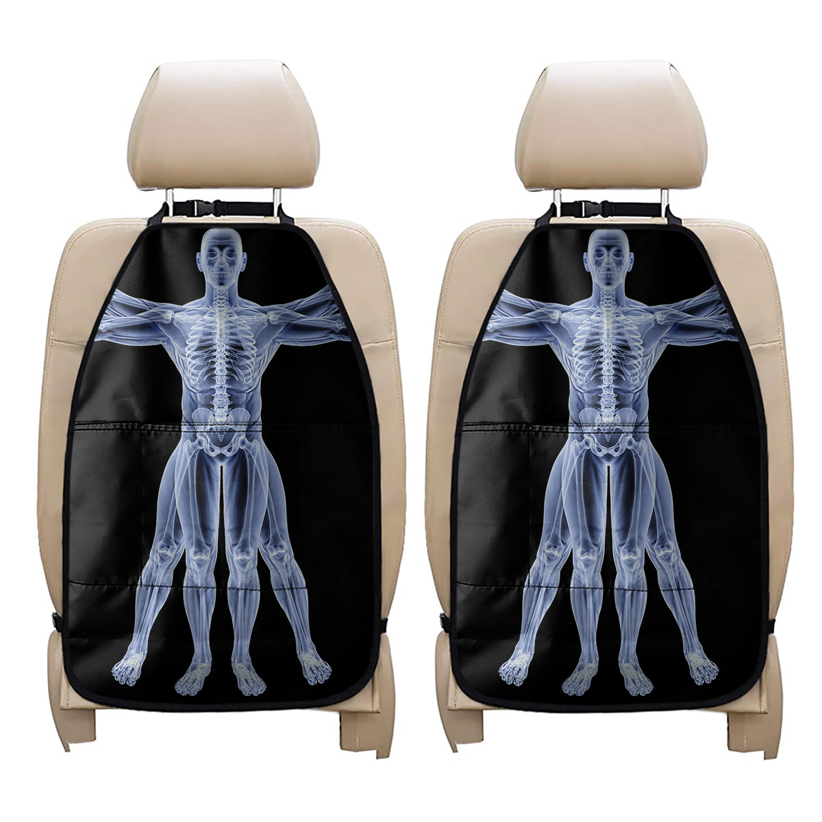 Vitruvian Man X-Ray Print Car Seat Organizers