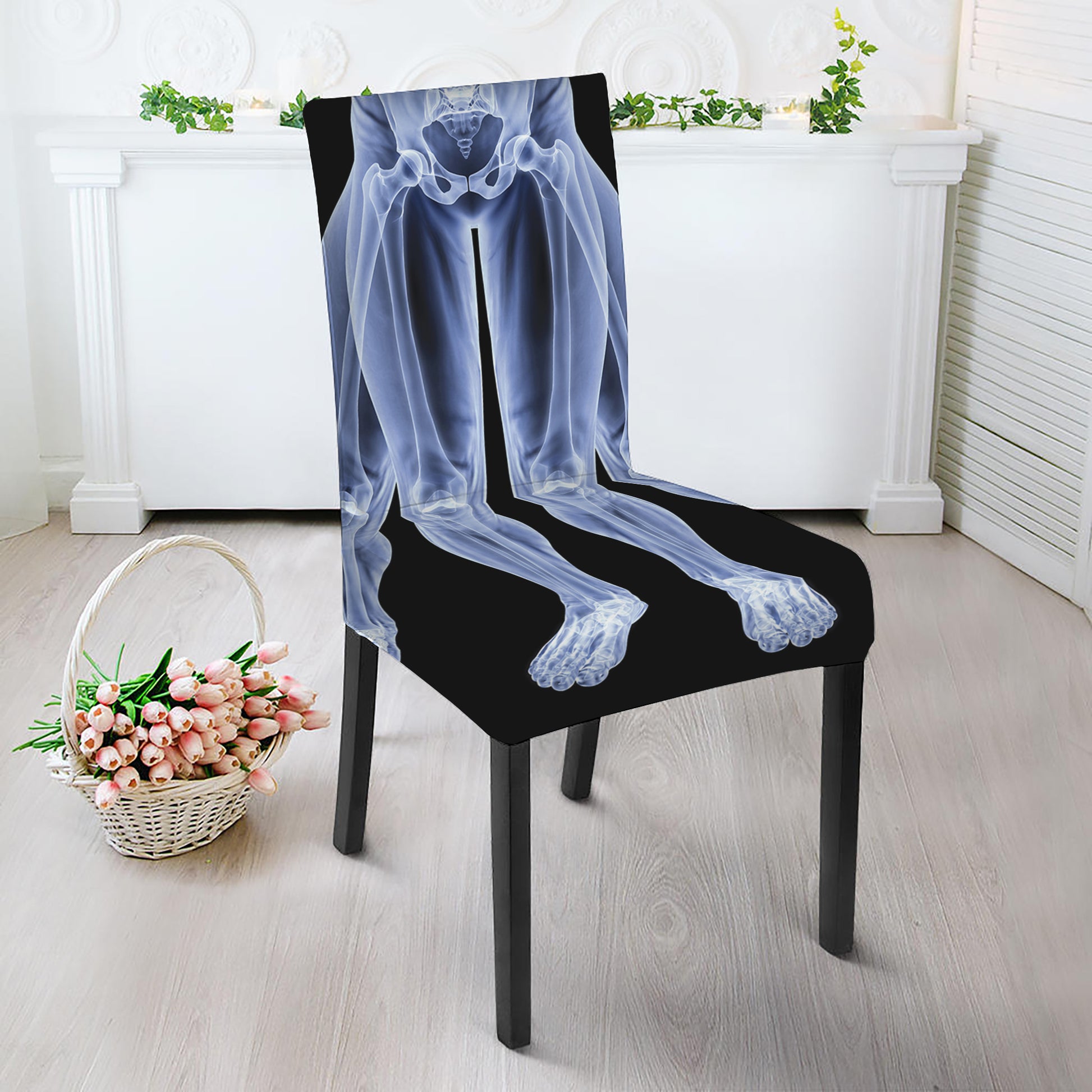 Vitruvian Man X-Ray Print Dining Chair Slipcover