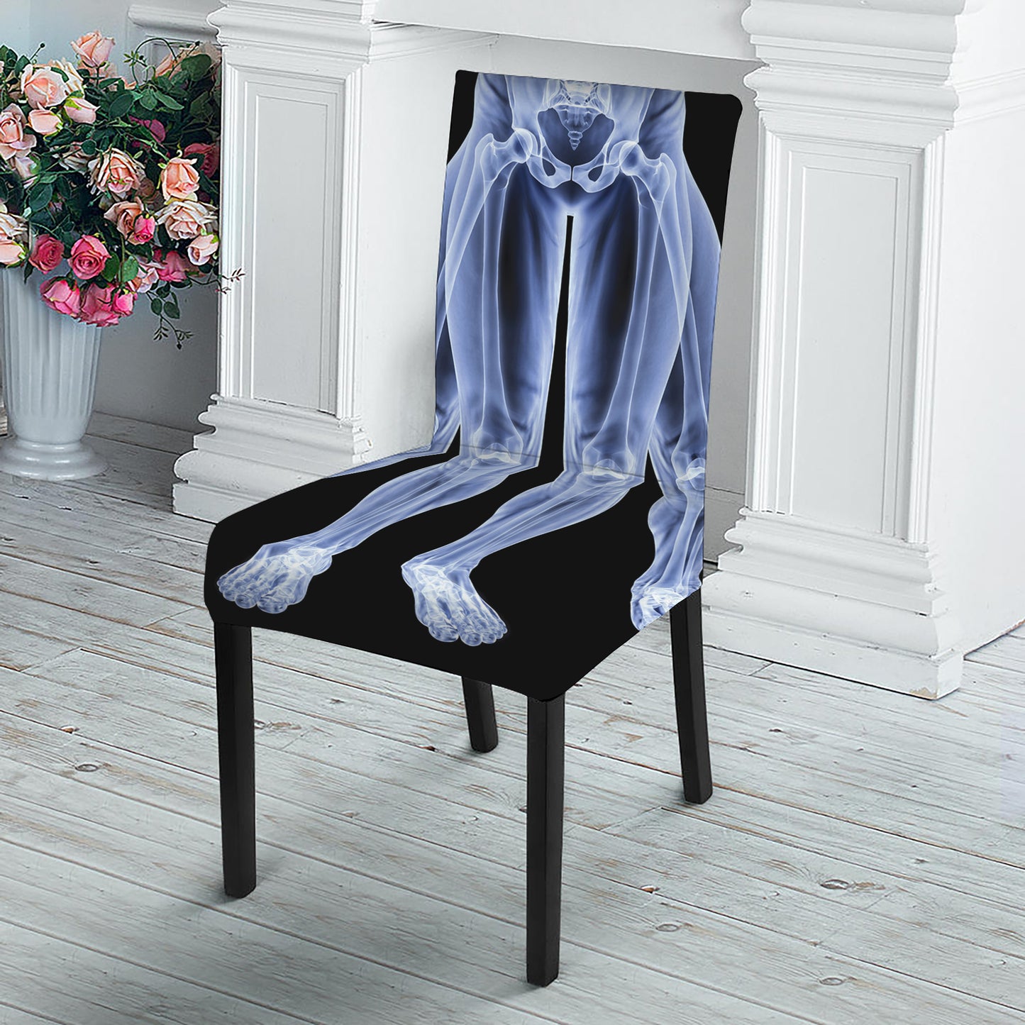 Vitruvian Man X-Ray Print Dining Chair Slipcover