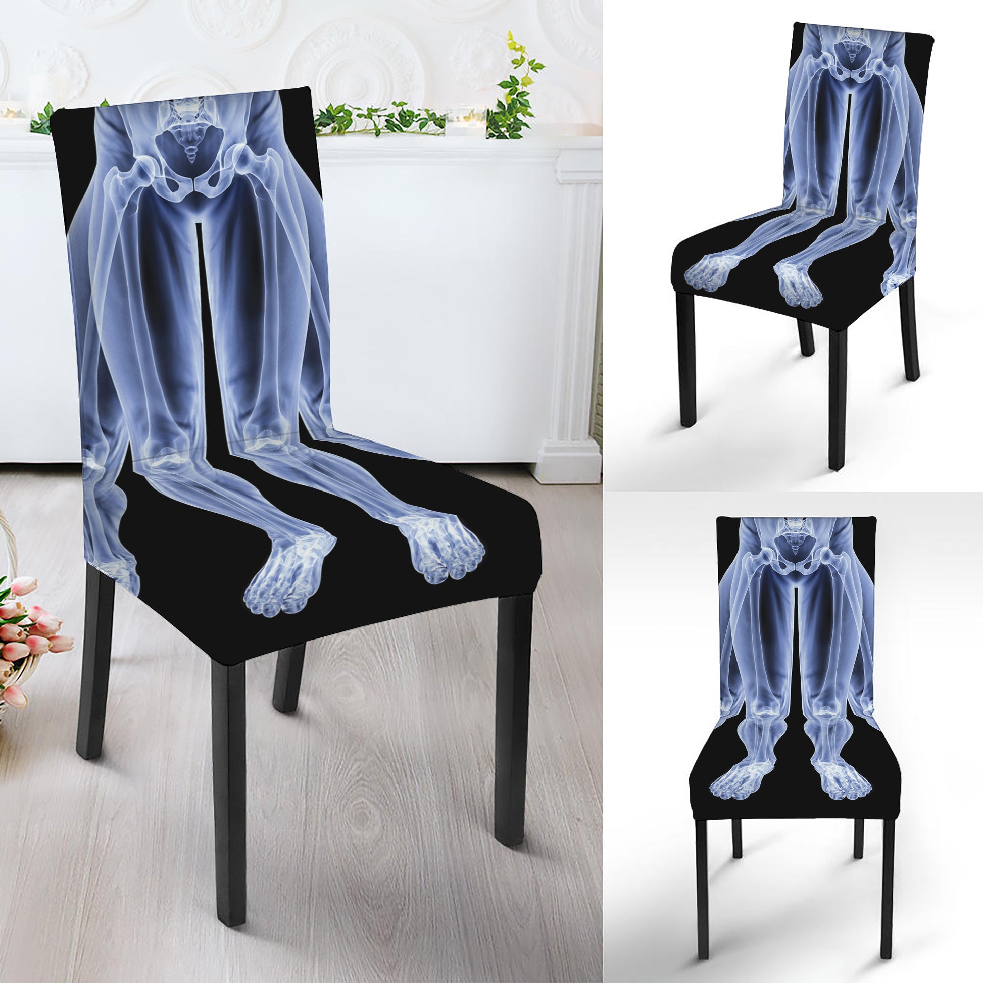Vitruvian Man X-Ray Print Dining Chair Slipcover