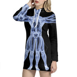 Vitruvian Man X-Ray Print Hoodie Dress