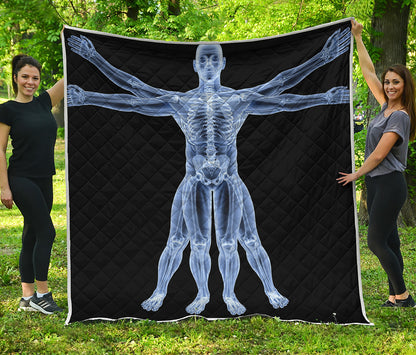 Vitruvian Man X-Ray Print Quilt