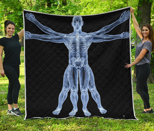 Vitruvian Man X-Ray Print Quilt