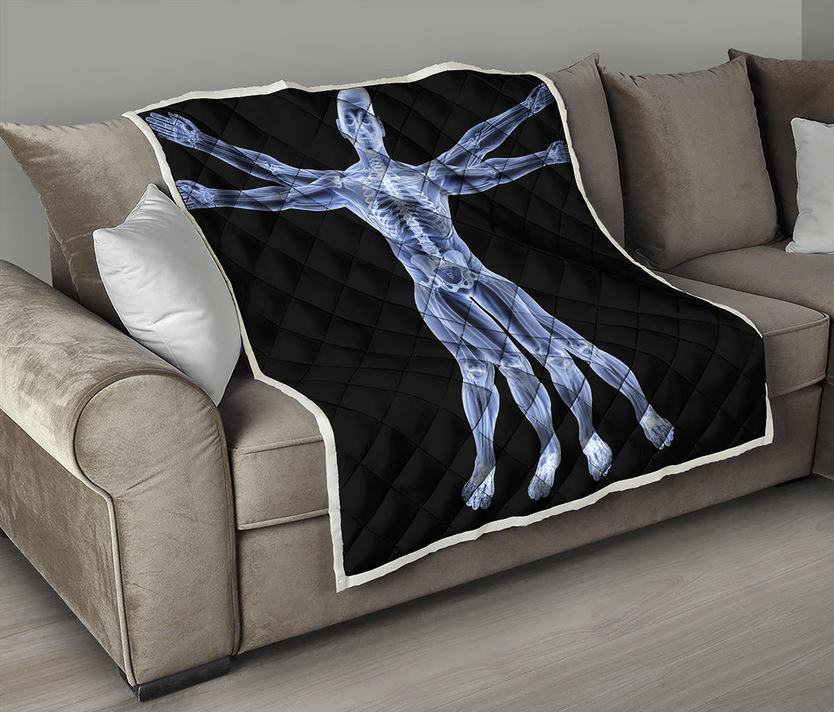 Vitruvian Man X-Ray Print Quilt