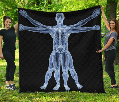 Vitruvian Man X-Ray Print Quilt