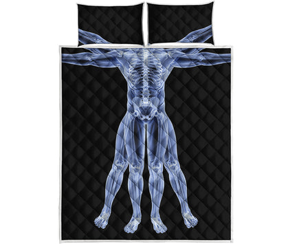 Vitruvian Man X-Ray Print Quilt Bed Set