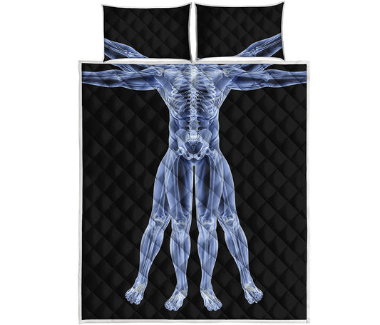 Vitruvian Man X-Ray Print Quilt Bed Set