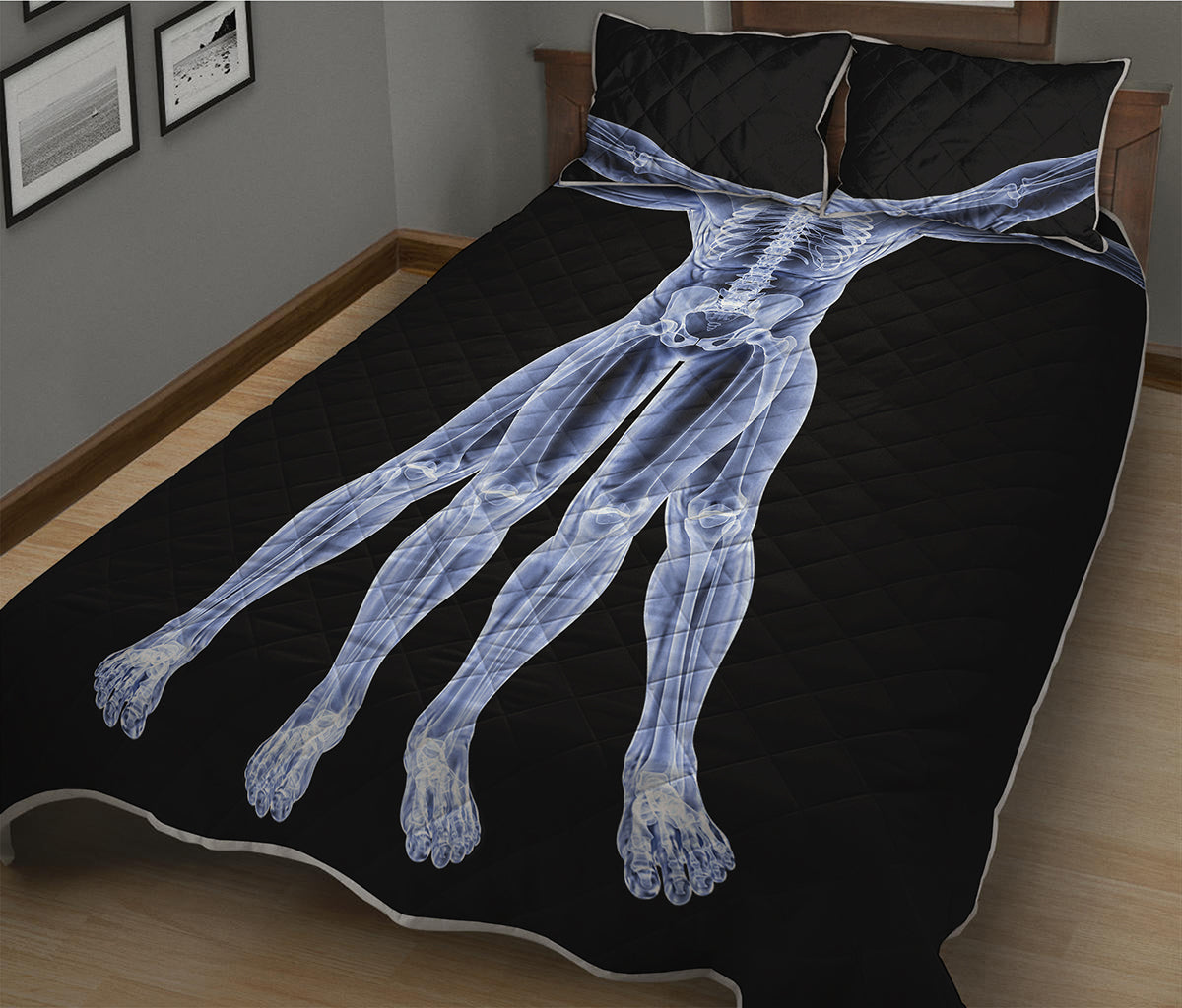 Vitruvian Man X-Ray Print Quilt Bed Set
