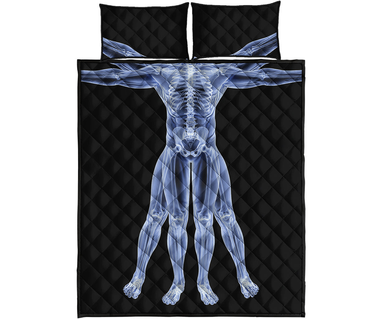 Vitruvian Man X-Ray Print Quilt Bed Set