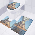 Volcanic Mountain Print 3 Piece Bath Mat Set