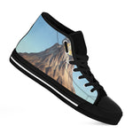 Volcanic Mountain Print Black High Top Shoes