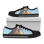 Volcanic Mountain Print Black Low Top Shoes