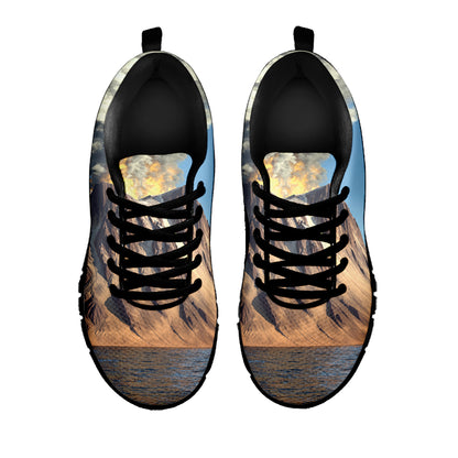 Volcanic Mountain Print Black Sneakers