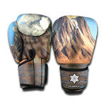 Volcanic Mountain Print Boxing Gloves