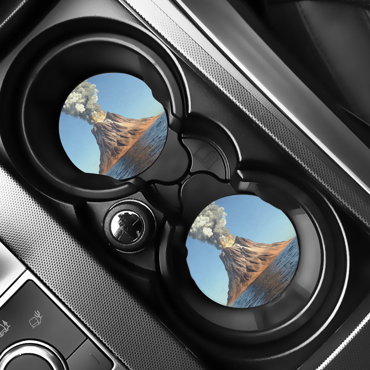 Volcanic Mountain Print Car Coasters