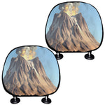 Volcanic Mountain Print Car Headrest Covers