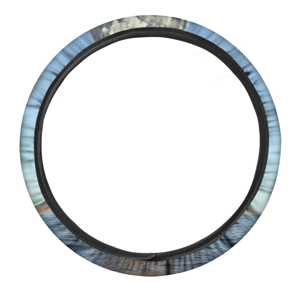 Volcanic Mountain Print Car Steering Wheel Cover