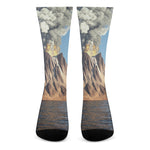 Volcanic Mountain Print Crew Socks