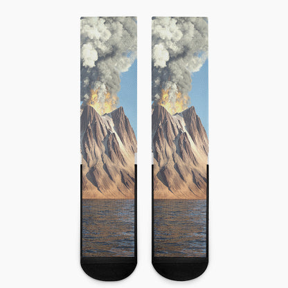 Volcanic Mountain Print Crew Socks