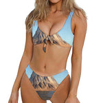 Volcanic Mountain Print Front Bow Tie Bikini