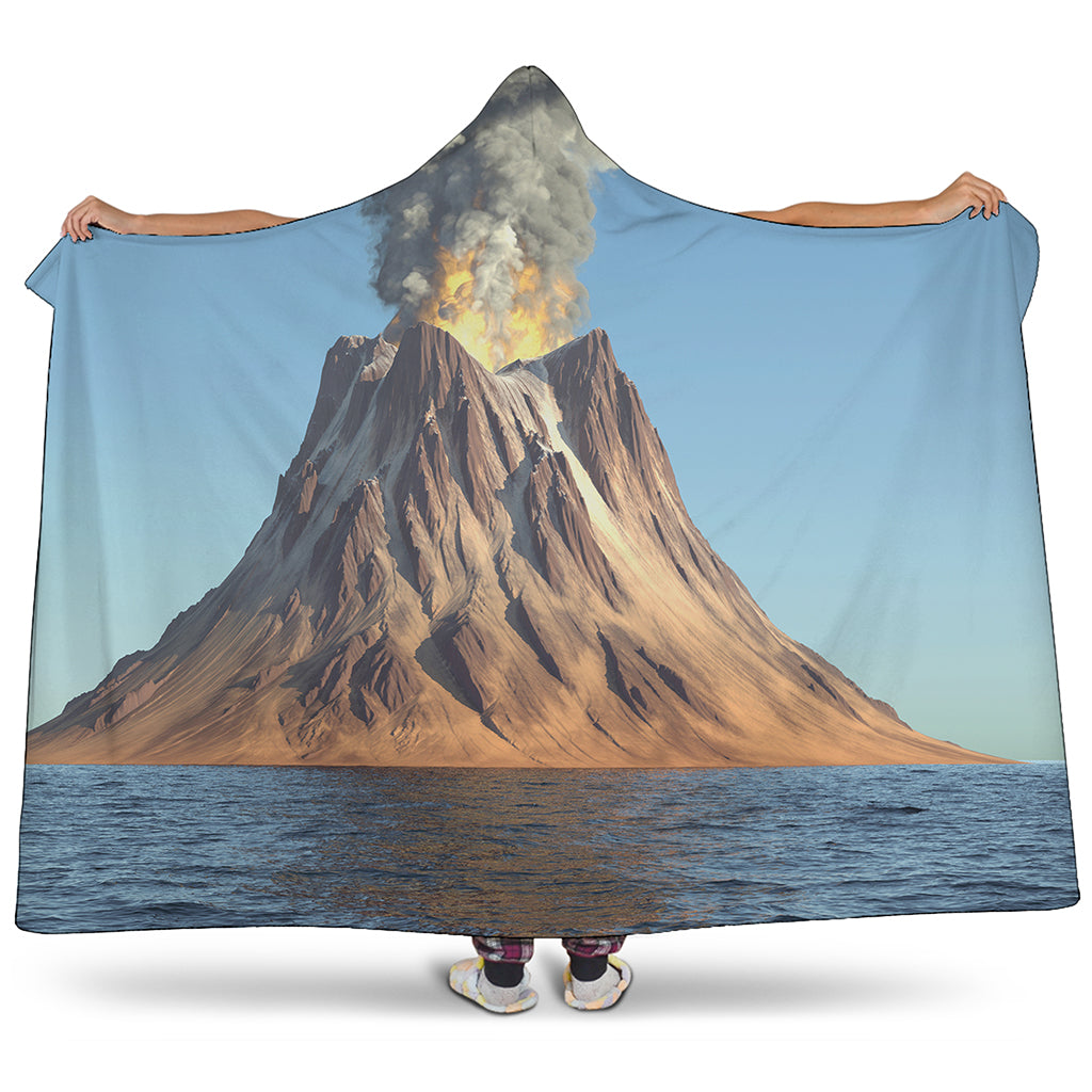 Volcanic Mountain Print Hooded Blanket